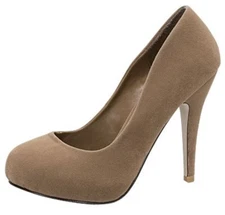 Top Moda Taupe Faux Suede Pumps Sexy High Heel Womens Shoes Apple-66