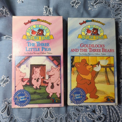 RARE OOP LOT of 2 Papa Beaver's Story Time VHS Tapes Nickelodeon 1997 TESTED!
