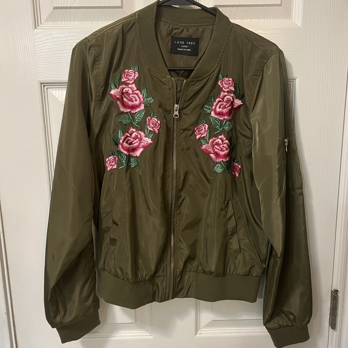 Plus size embroidered bomber jacket sale