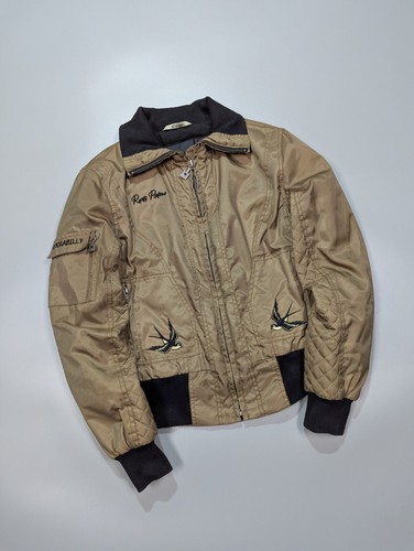 RUSTY PISTONS Vintage Womens Biker Motorcycle Jacket Bomber With Big Logo Size S - Picture 8 of 16