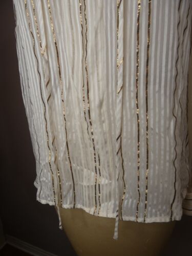 Derek Lam IO Crosby Women's 2 Metallic Silk Top Ivory Gold Tie Neck Long Sleeve - Picture 4 of 9