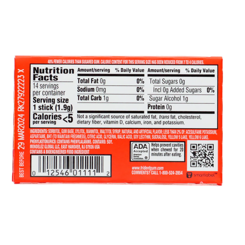 Trident ~ 1 Pack / 14 Sticks Pack ~ Sugar Free Gum - Choose Flavor - Picture 13 of 21