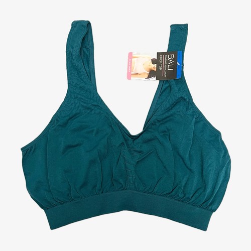 2 Bali Comfort Revolution Crop Top Bra Bralette XL Jade Green NEW 103J - Picture 2 of 3
