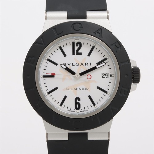 Bvlgari Aluminum BB40AT AL AT White Dial Rubber x AL