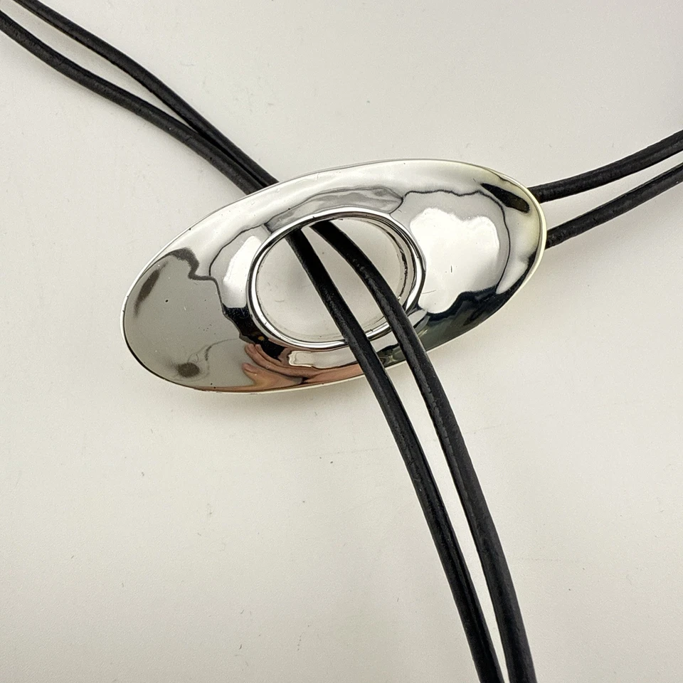 Collar RLM Robert Lee Morris Lariat Modernista Blanco Bronce Cuero QVC Caja Foto 4 de 4