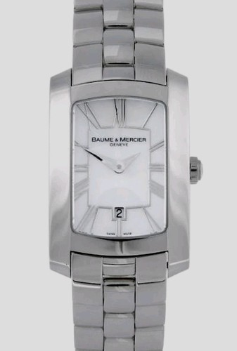 Baume Et Mercier Ladies Hampton 65511 Stainless Steel Watch Box Set & Receipt GC