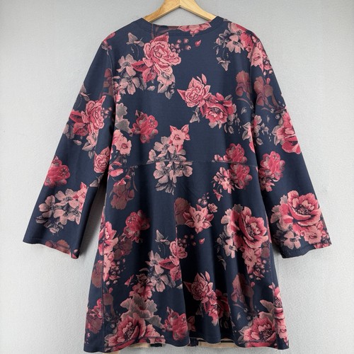 Tribal Jacke Damen XL Wildlederimitat Blumen vorne offen Midi Boho Chic - Bild 2 von 6