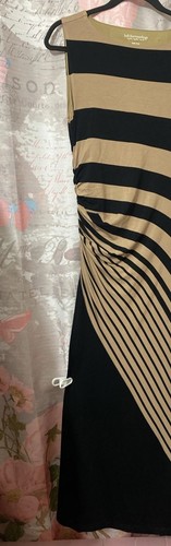 SOFT SURROUNDINGS Vela Infinity Draped Maxi Dress Tan Black Stripe Resort PS - Picture 5 of 14