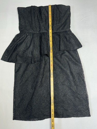 Alice + Olivia Black Polka Dot Asymmetrical BUSTIER MINI DRESS 26 Inch Waist - Picture 6 of 7