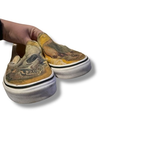 Zapatillas sin cordones VANS Van Gogh con calavera para mujer talla 9 impresión artística lona clásica - Imagen 4 de 8