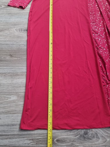 Shein Women Patchwork Glitter Print Overlap V-Neck Long Sleeve Dress UK 20 - Imagen 3 de 7