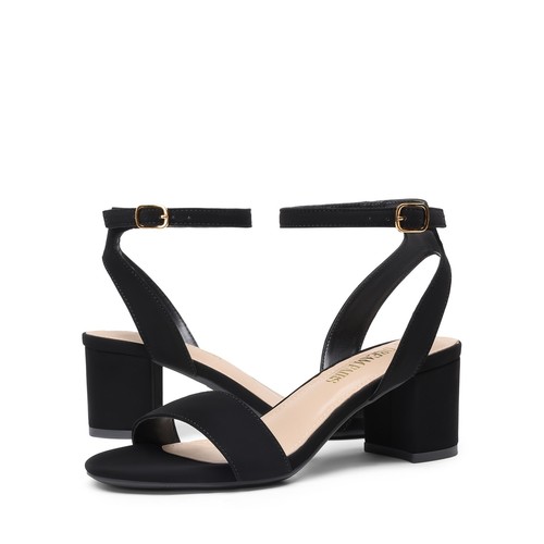 Women Low Chunky Heel Sandals Ankle Strap Open Toe Wedding Party Sandals Shoes - Picture 3 of 24