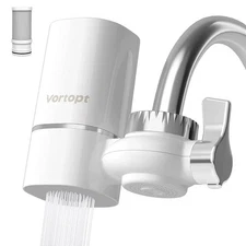 Vortopt Faucet Water Filter for Sink, Rapid Flow - 400 Gallons White 