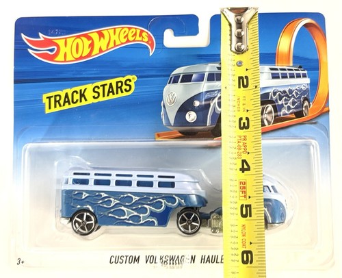 2016 Hot Wheels Track Stars Blue With Flames Custom Volkswagen Hauler Vehicle - Picture 13 of 13