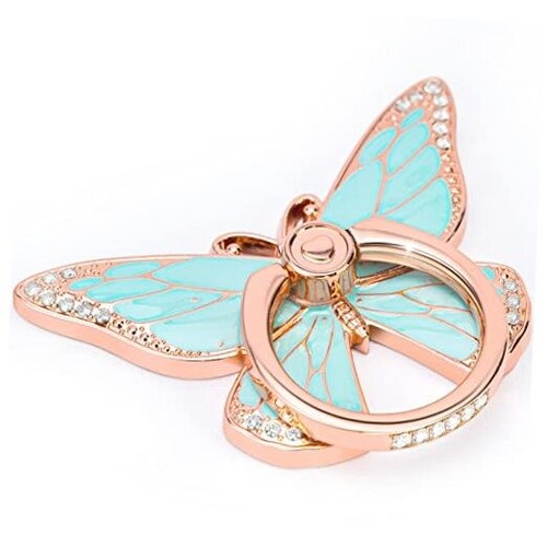 Uchwyt pierścienia na telefon komórkowy motyl, obrót o 360 stopni różowe złoto zielony - Zdjęcie 1 z 7