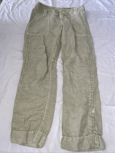 Sundance Femme Voyager Cargo Boho Leinenhose Farbe Elfenbein Beige Größe 8 Damen - Bild 2 von 11