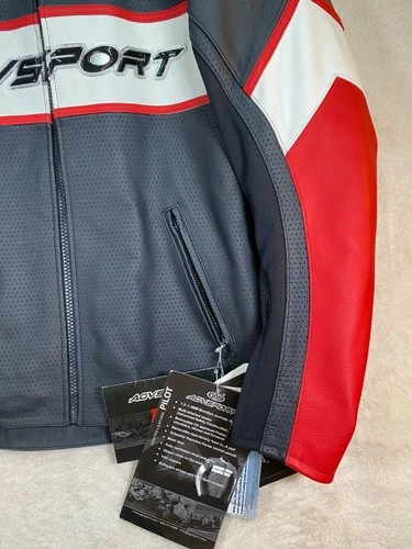 AGV Sport Pilot Vented Leather Motorcycle Jacket Size 46 Black Red Armored NWT image 5