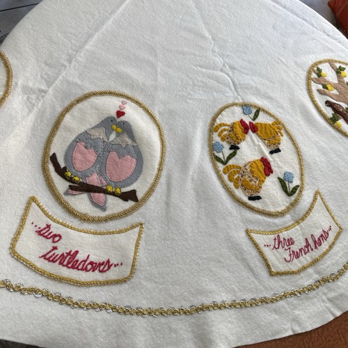 Vintage Handarbeit 12 Tage Weihnachten 72" Filz verziert 6 Fuß Runde Tischdecke - Bild 23 von 24