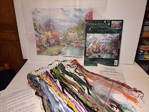 Thomas Kinkade Needlepoint Kit Lamplight Brooke Finished Size 14’x11’ NEW Open - Picture 3 of 8