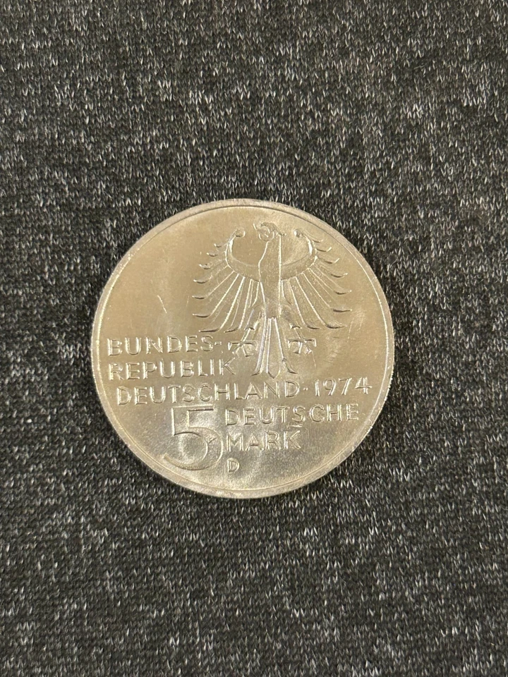1974 D GERMANY Immanuel Kant Philosopher Genuine Silver German 5 Mark Coin - Image 2 of 2