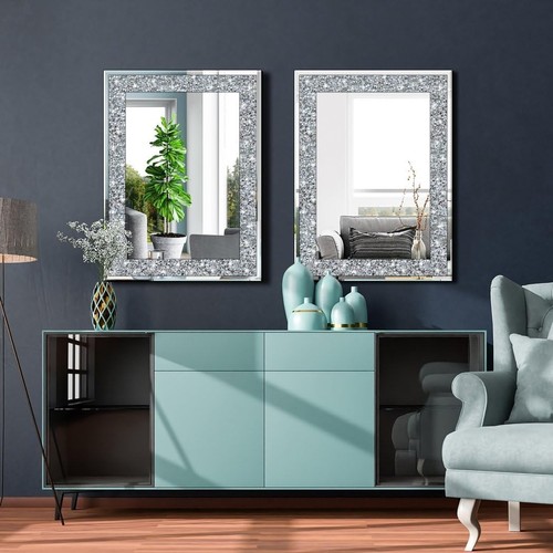 Luxury 20x28in Crystal Crush Wall Mirror - Perfect for Living Room Decor - Picture 8 of 9