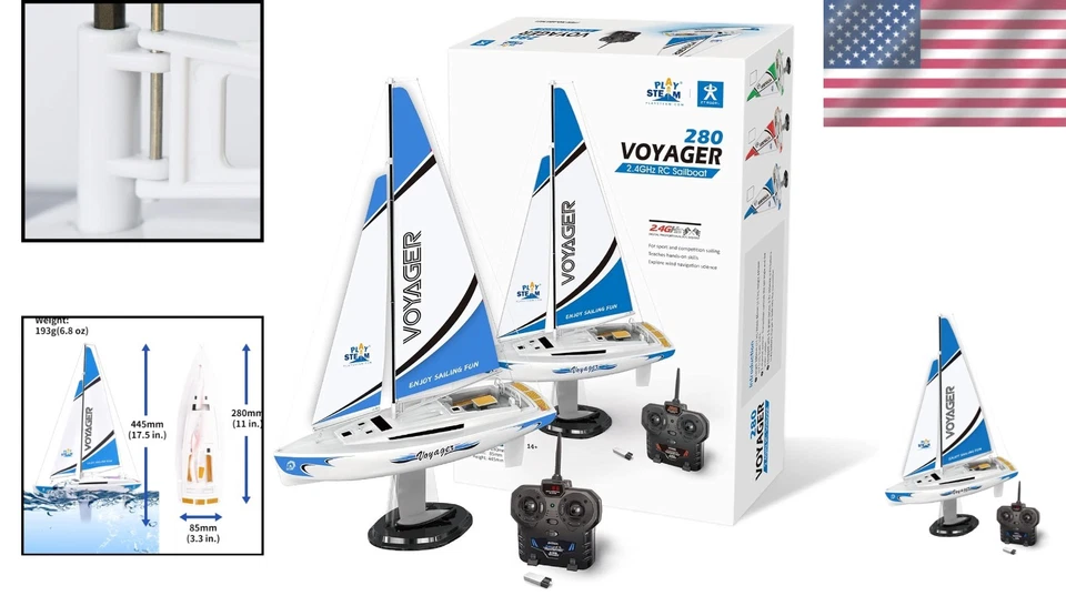 Interactive Voyager 280 RC Controlled Sailboat - 2-Channel Wind Power Action - Image 2 of 4