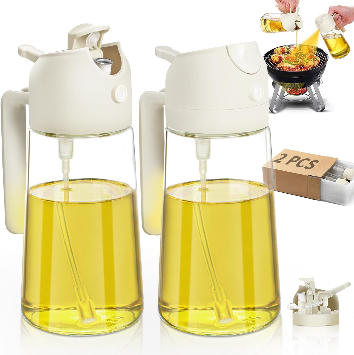 2Pcs Oil Sprayer for Cooking ,Oil Dispenser and Oil Sprayer Kitchen Gadgets 2Pcs