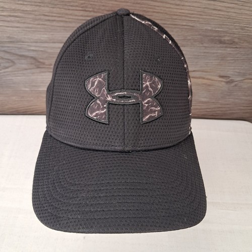 Under Armour Mütze Herren MD/LG Schwarz Blitzmuster Stretch Fit Cap Hat - Bild 1 von 11