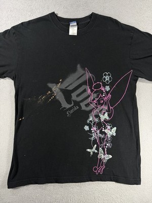 Vintage Disney Fairies T-Shirt Womens L Black Tinker Bell Love Florida Graphic