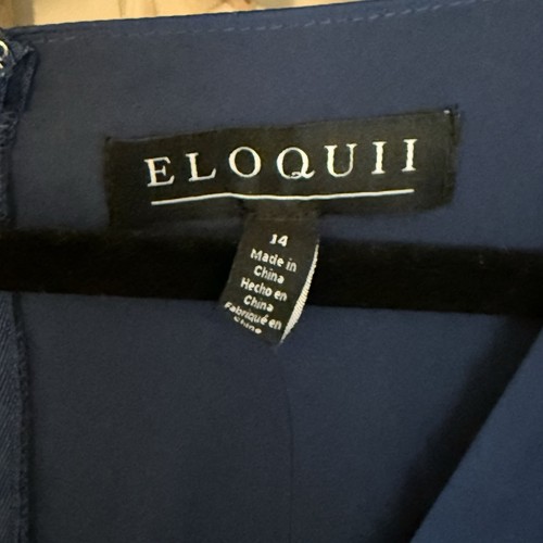 NWT ELOQUII Blue Satin Puff Sleeve Pleated Dress Sz 14 $170 - Picture 8 of 10