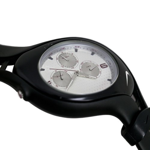 Nike Black Resin White Dial Chronograph Sports Watch Silicone Strap - Picture 6 of 10
