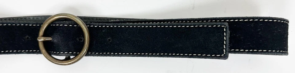 Cinturón de gamuza GAP vintage años 90 pequeño cuero negro hebilla redonda minimalista Foto 3 de 4