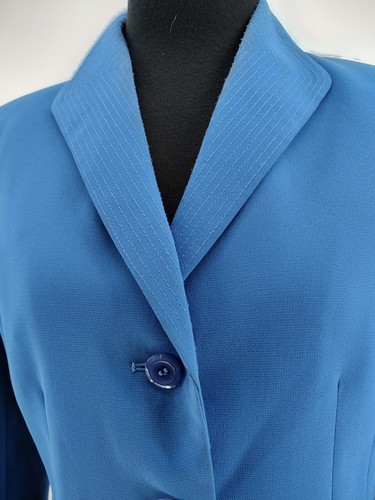 Evan Picone Woman Blue Suit Jacket Pencil Skirt Size 8 Lined Back Zip Slit City - Picture 3 of 12