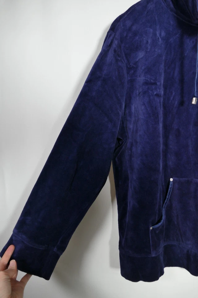 Chaqueta Chicos Zenergy Mujer Terciopelo Capucha Cuello Cremallera Completa Talla 3 XL Azul Athleisure Foto 2 de 4