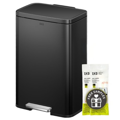 Matte Black Stainless Steel Step Trash Can 13.2 Gal 50L Kitchen Recycling Bin So