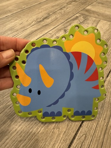 Stephen Joseph Lacing Cards Dinosaurs Set of 5 Learn and Lace Cards with Bag - Picture 5 of 9