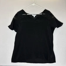 Counterparts Women Tunic Shirt XL Lace Trim Short Sleeve V Neck