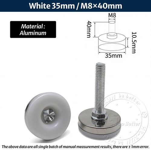 Verstellbare Füße Starke Tragfähigkeit Nivelliermaschine Möbelfuß Weiß M6 M8 M10 - Picture 36 of 47