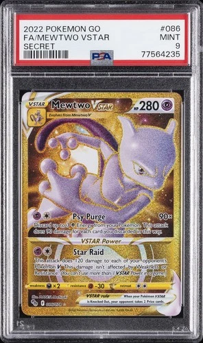 2022 POKEMON GO SECRET #086 FULL ART/MEWTWO VSTAR PSA 9