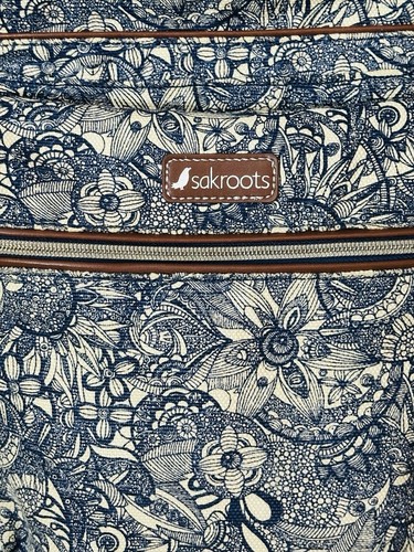 Sakroots Loyola Covertible Backpack White Navy Blue Floral Bag Strap - Picture 2 of 15