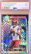 JAYDEN DANIELS X-FRACTOR ROOKIE CARD - 2024 TOPPS CHROME FOOTBALL - PSA 9