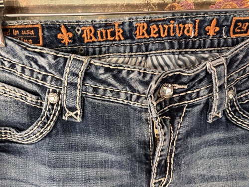 Jeans Rock Revival donna 29 blu denim Nicole Capri borchie tasca punto spesso - Foto 5 di 11