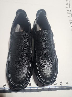 Aibaoluo VKGA Surgelo Ylieocsna Men's Black Leather Slip-On Loafers
