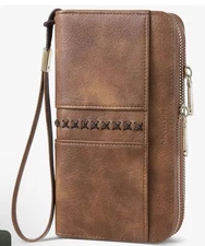 BOSTANTEN Wallets for Women Leather RFID Double Zipper Around Credit Card Holder