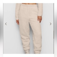 NWT SKIMS Teddy Jogger Sherpa White Loungewear Pants in Bone Off White XL