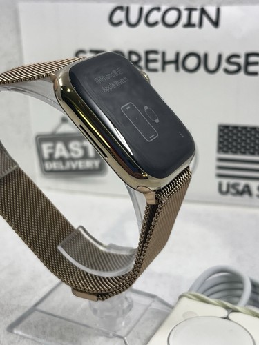 Apple Watch Series 8 GPS+LTE 45mm Gold St St Case GOLD Milanese Loop MNKP3LL/A G - Photo 5 sur 5