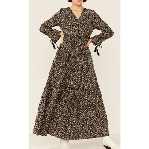 Maxi Vestido Floral Marrón Mikarose Cottagecore Western Nuevo sin Etiquetas - Imagen 1 de 9