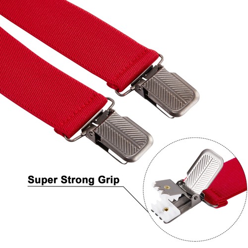 Buyless Fashion Suspenders Men - 48" Adjustable 1 1/4" X Back Black Clips - Picture 23 of 119