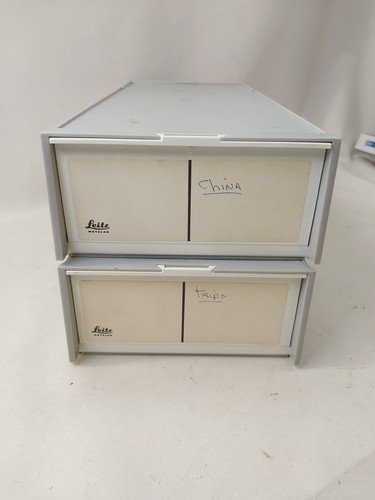 Lotto 2 scatole portaoggetti diapositive Leitz Wetzlar 35 mm proiettore fotografico  - Foto 2 di 9