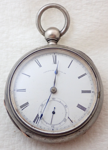 ANTIQUE 18s WALTHAM PS BARTLETT 11j KEY WIND 3oz COIN SILVER POCKET WATCH PARTS
